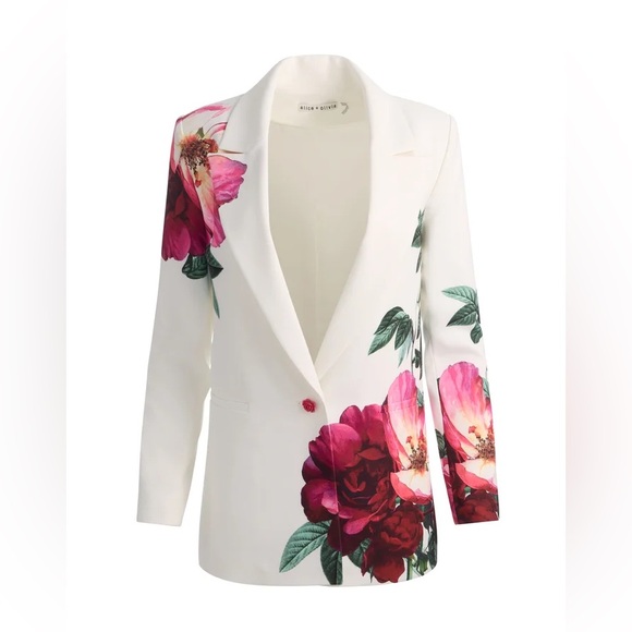 Alice + Olivia Denny Boyfriend Blazer in Empress Bloom Off White- New with Tags - Picture 7 of 8